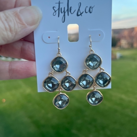Style & Co Black Stone Chandelier Tower Earrings - Picture 2 of 4
